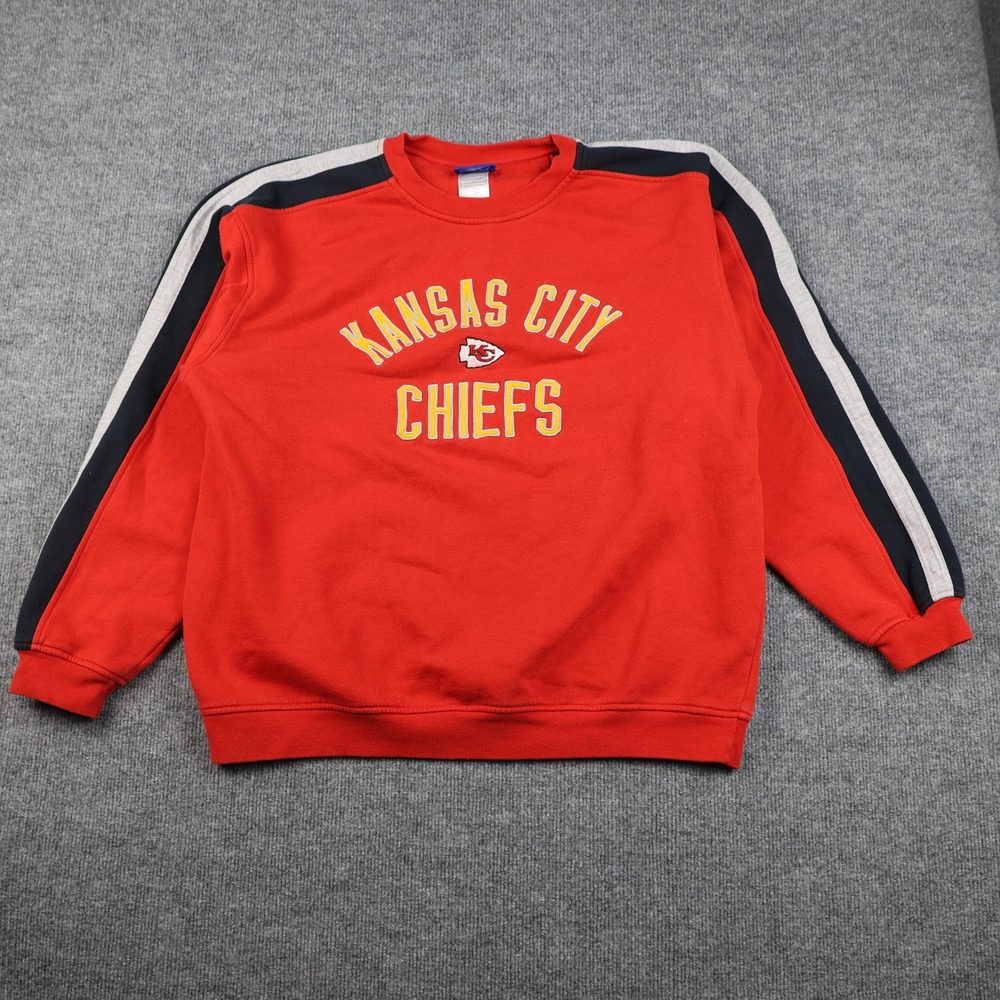 Kansas City Chiefs Sweatshirt Mens Large Red Black NFL Football Crewneck Reebok